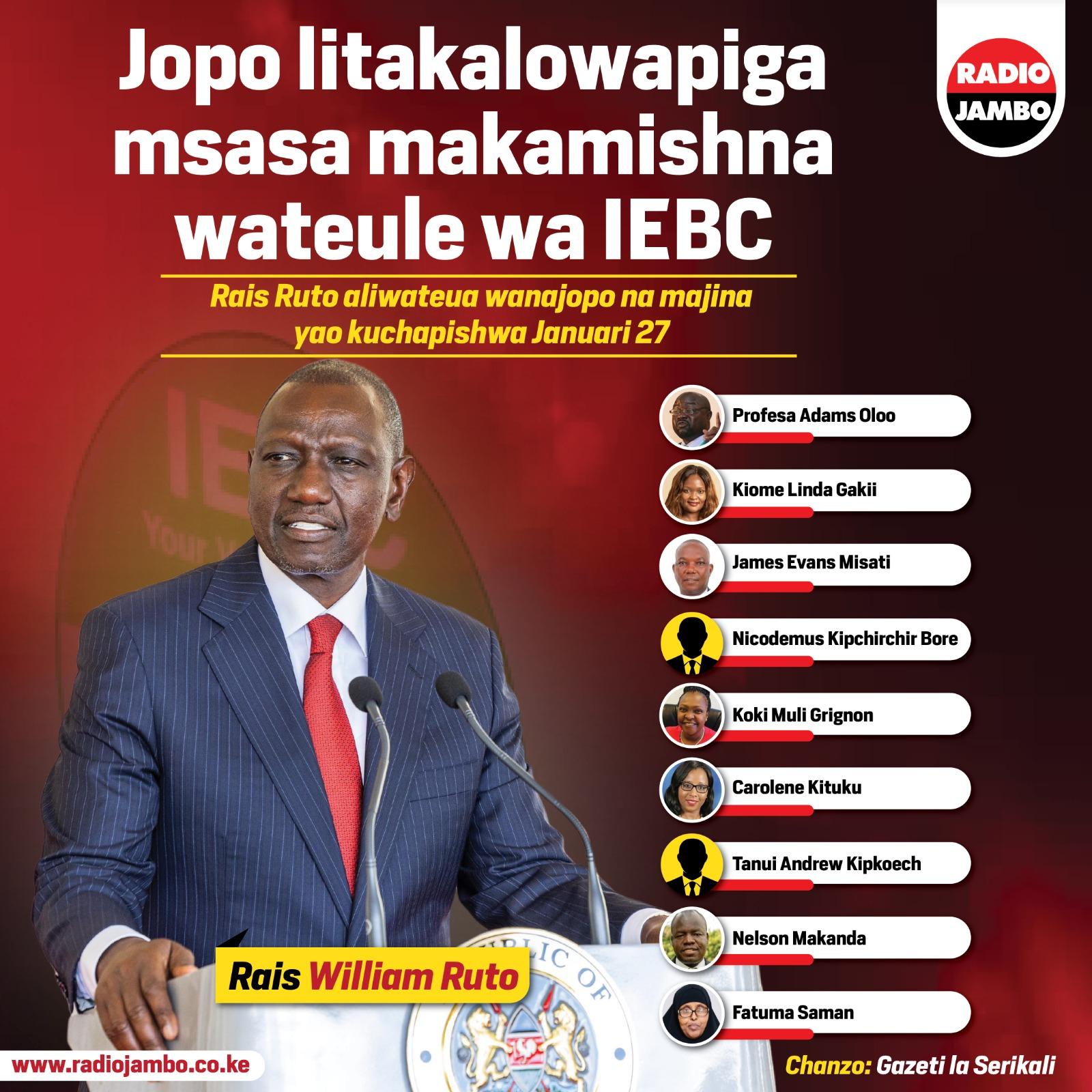 Jopo La Wanachama 9 Watakaosimamia Mchakato Wa Kuteua Makamishna Wa IEBC